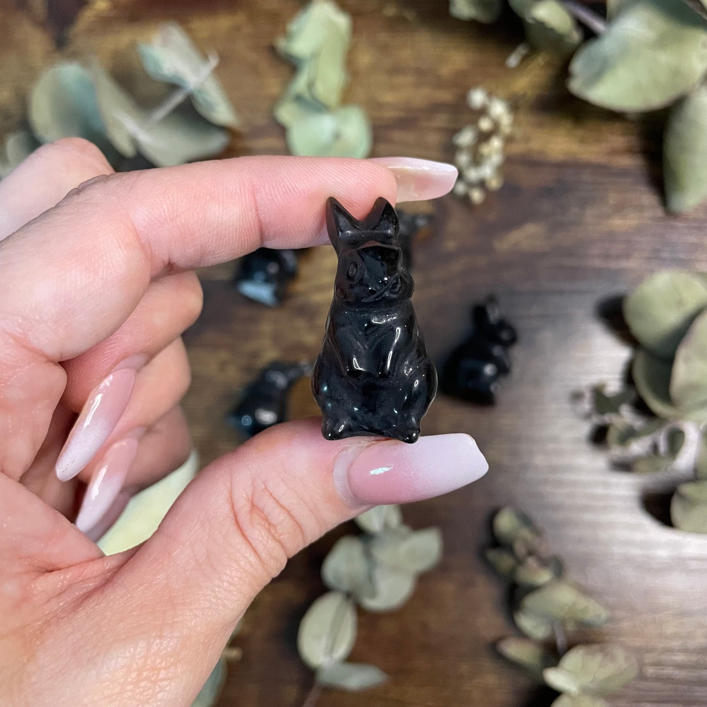 Miniature Bunny - Silver Sheen Obsidian