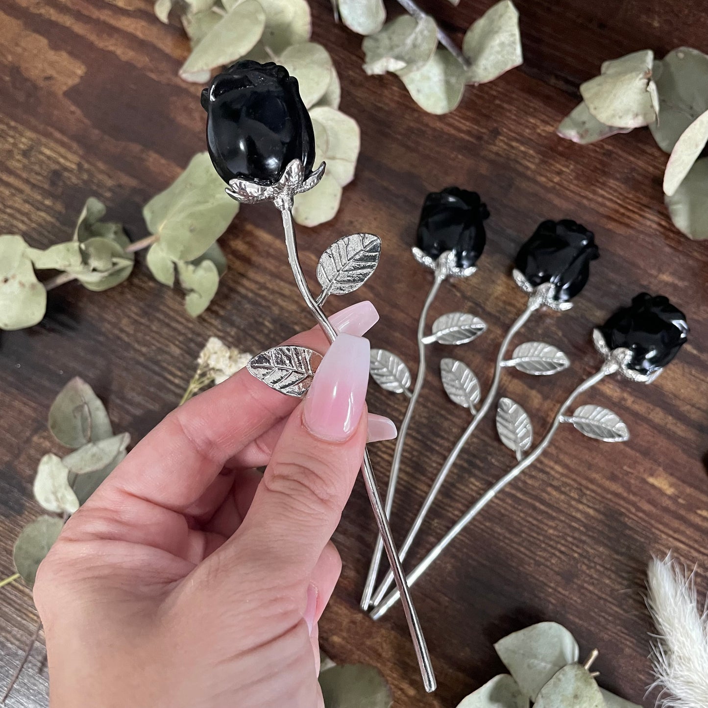 Crystal Rose - Black Obsidian