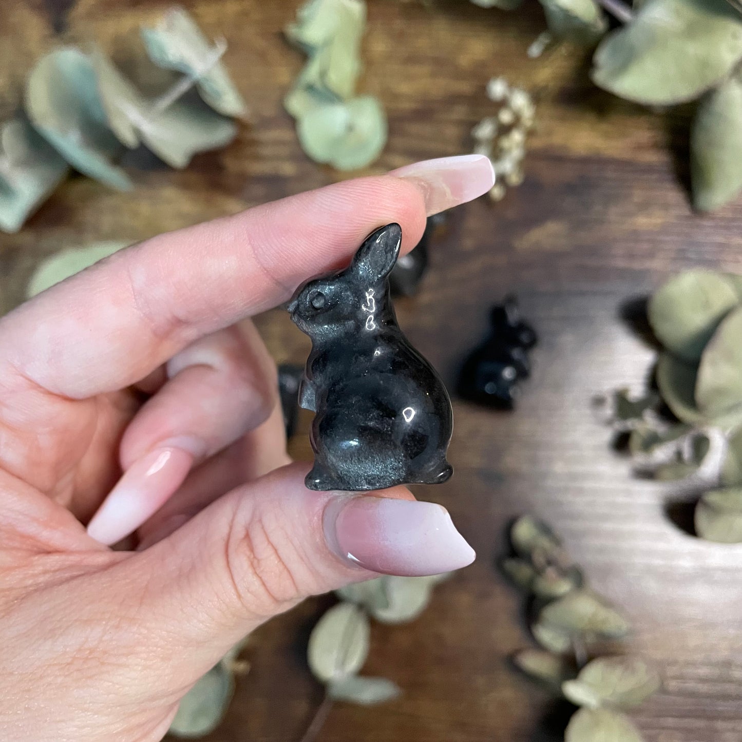 Miniature Bunny - Silver Sheen Obsidian