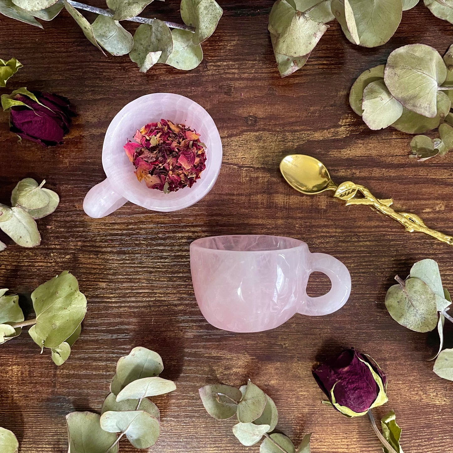 Miniature Crystal Tea Cup - Solid Rose Quartz