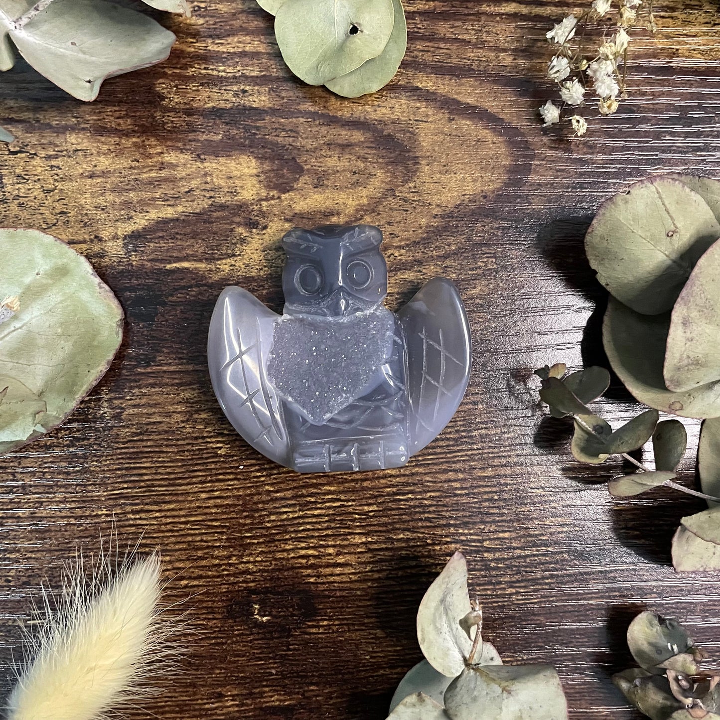 Small Druzy Agate Owl #3