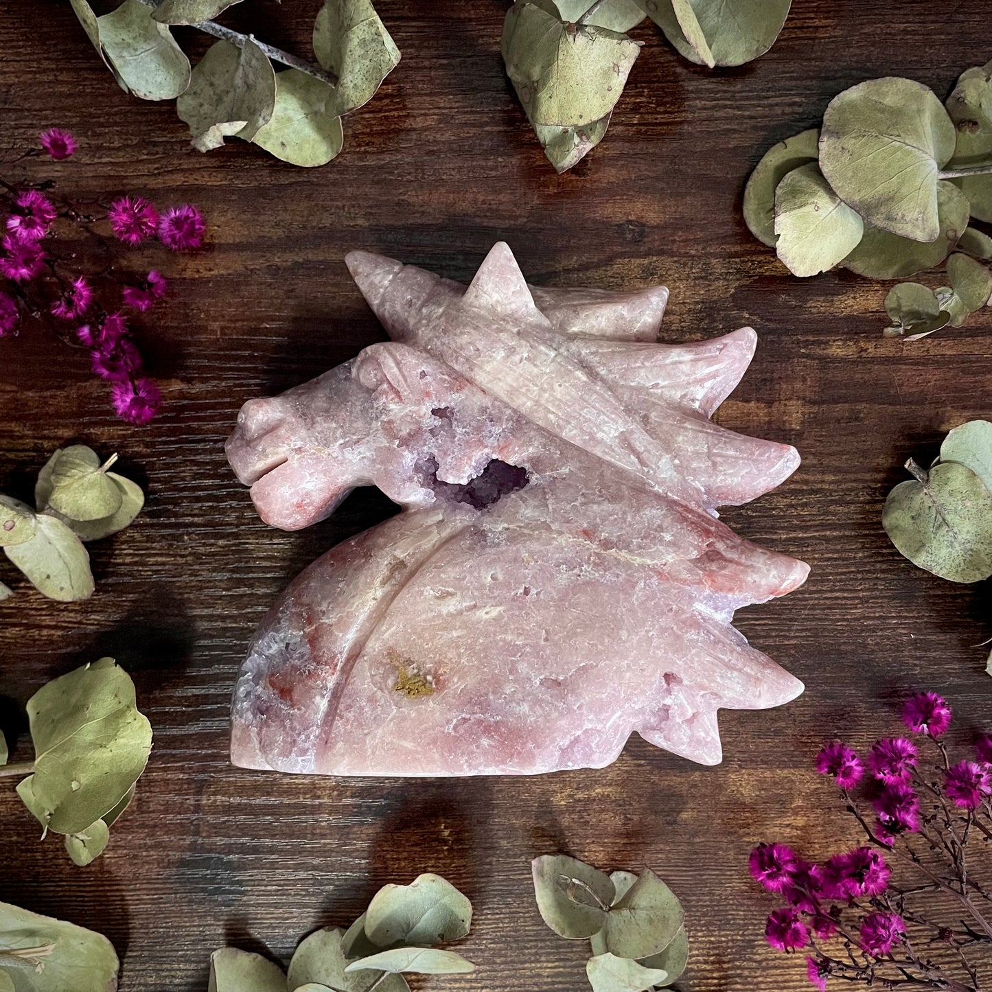 Unicorn Head - Pink Amethyst Statement Piece
