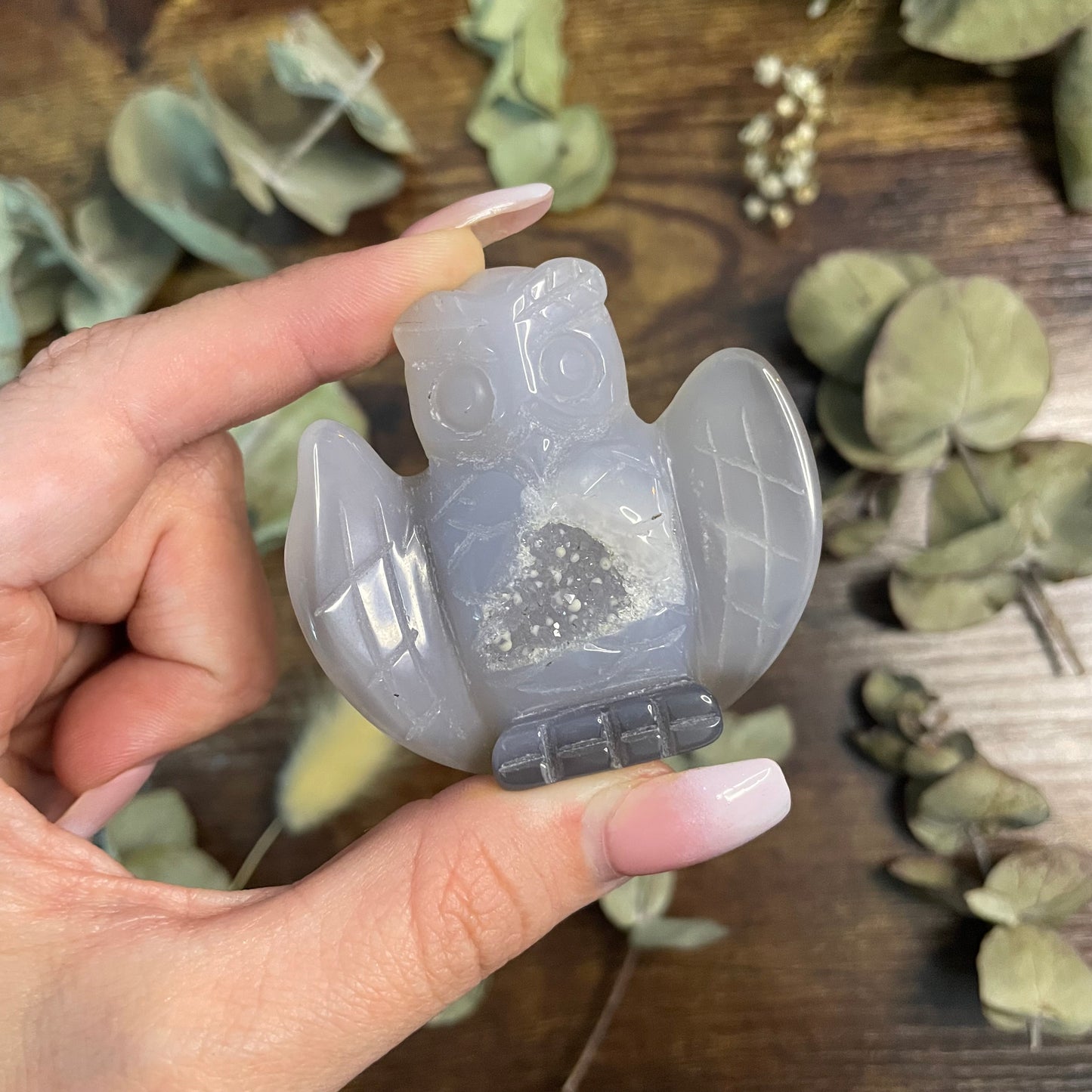 Small Druzy Agate Owl #1