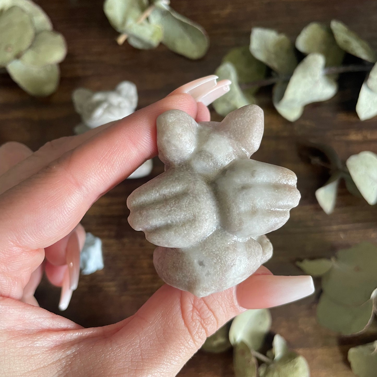 French Bulldog Guardian Angel - Raw Pink Opal