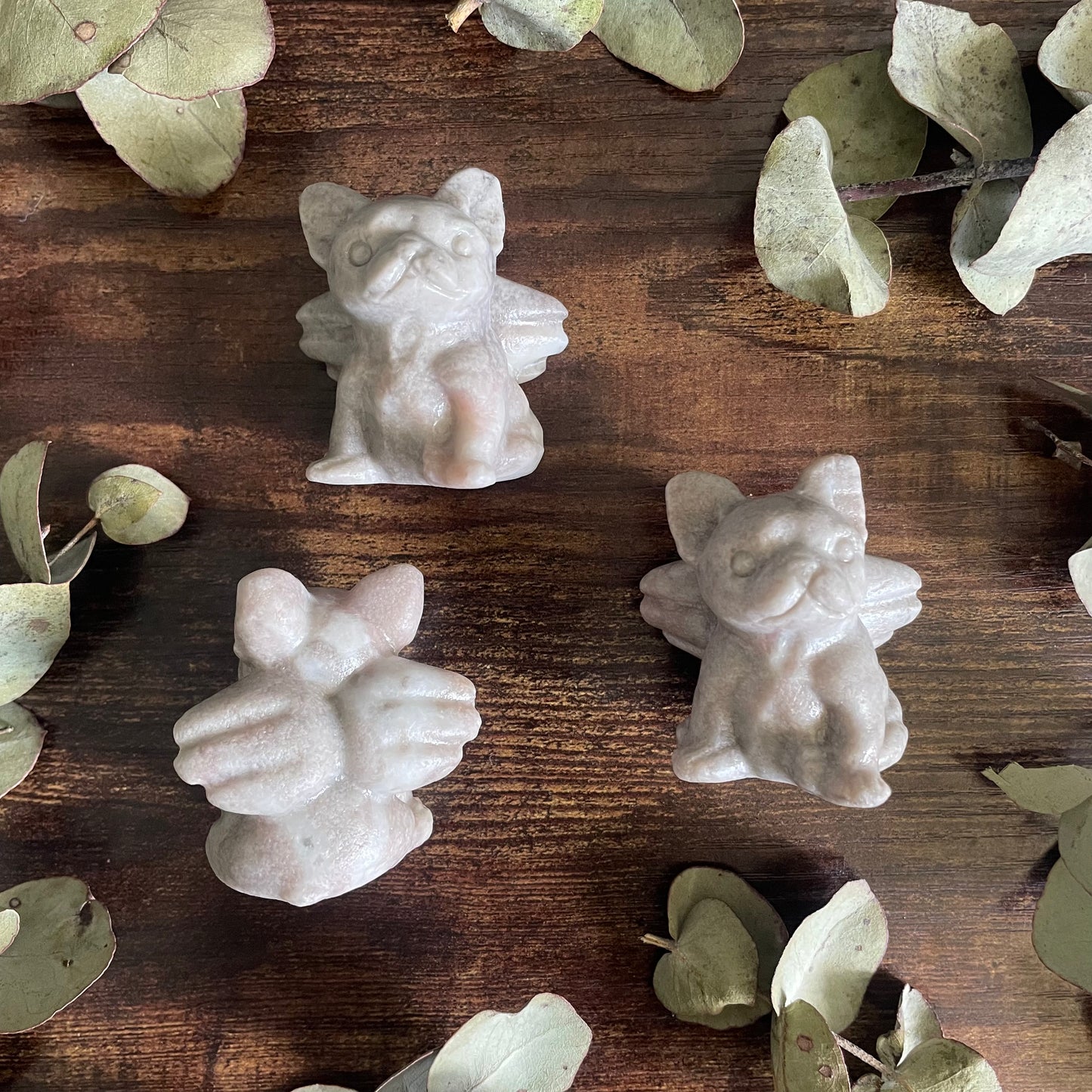 French Bulldog Guardian Angel - Raw Pink Opal