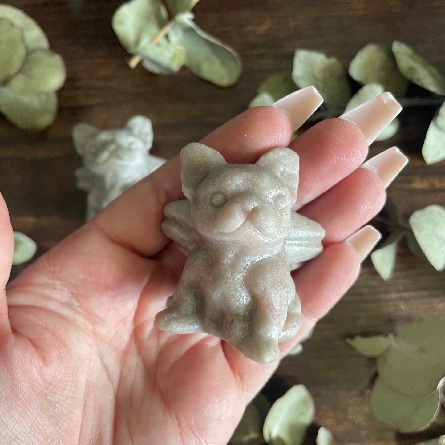 French Bulldog Guardian Angel - Raw Pink Opal