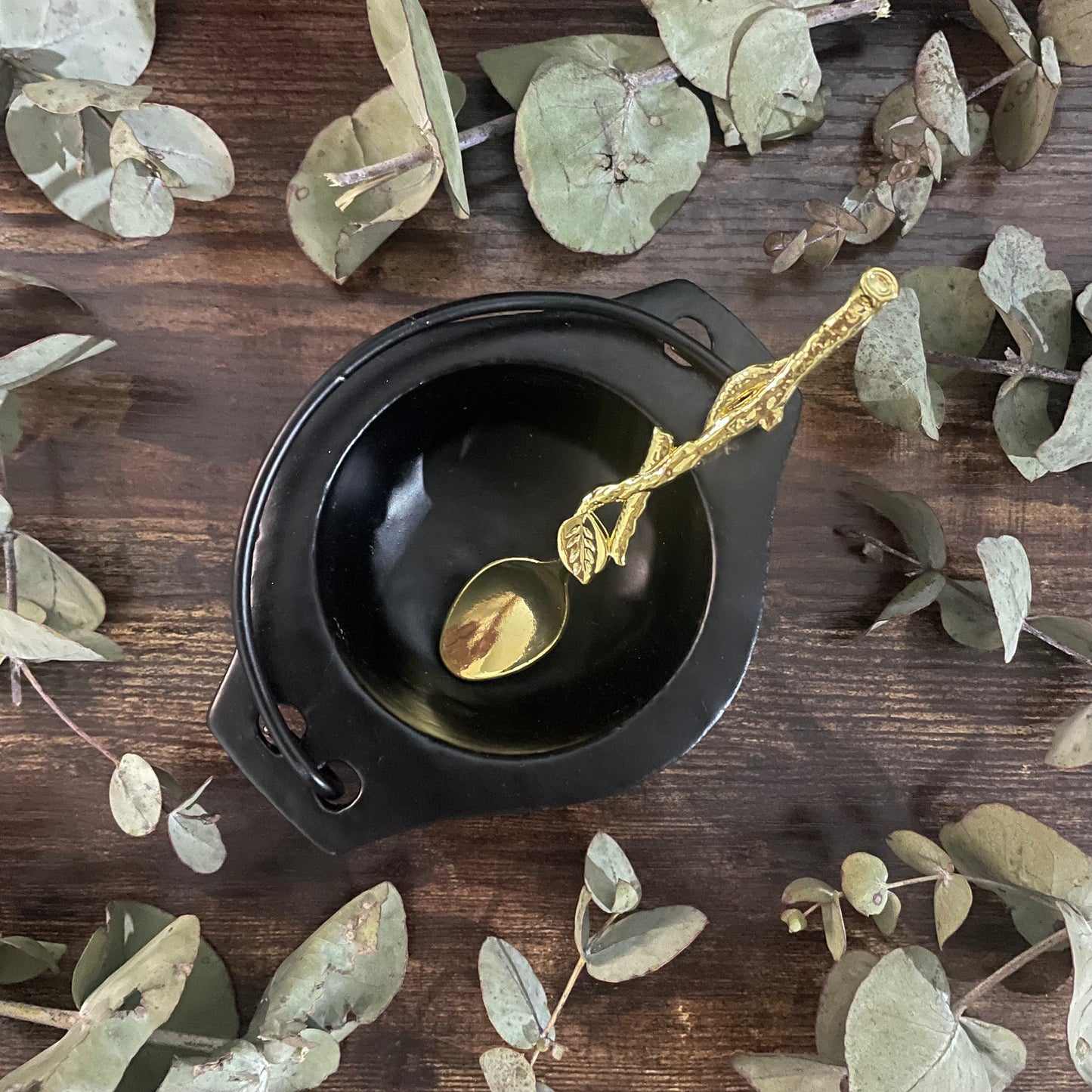 Spell Work Spoon - Gold Flower Stem