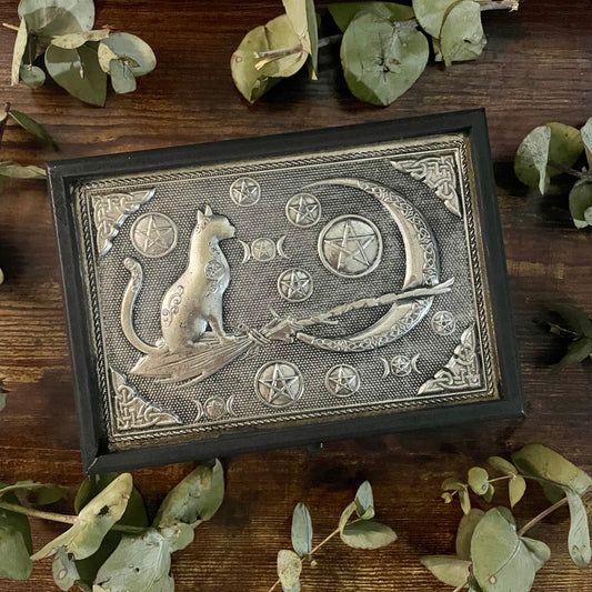 Spell / Tarot Box - Witches Cat & Moon