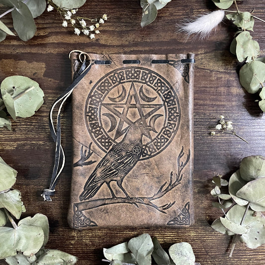 Tarot / Oracle Card Bag - Leather - Raven
