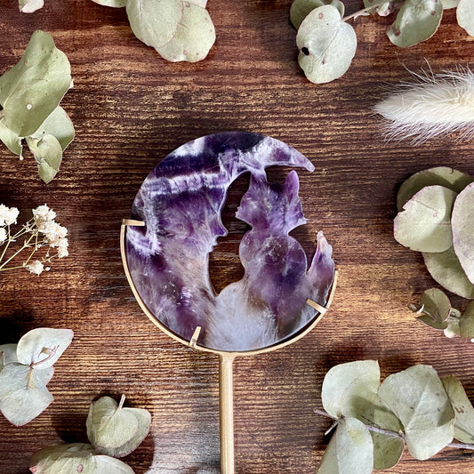 Cat & Moon on Stand - Amethyst