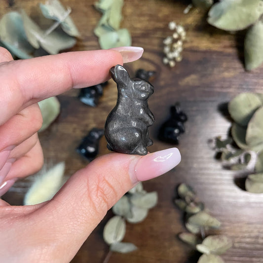 Miniature Bunny - Silver Sheen Obsidian
