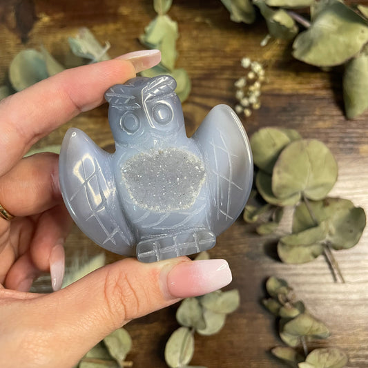 Small Druzy Agate Owl #2