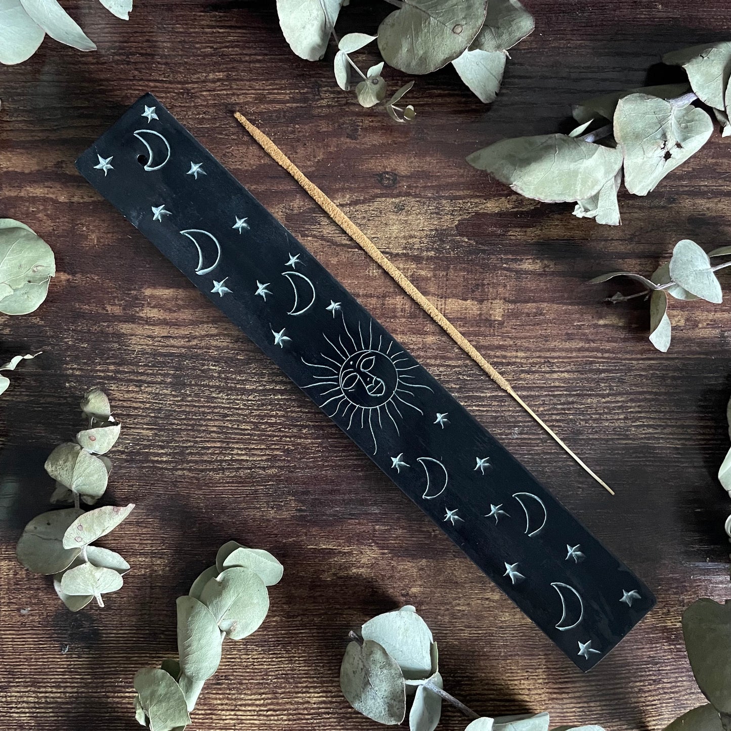 Incense Stick Holder - Black Stone Sun & Moon
