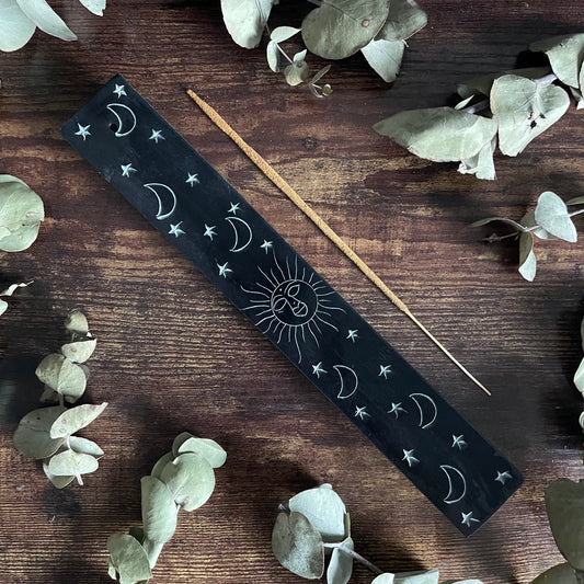 Incense Stick Holder - Black Stone Sun & Moon