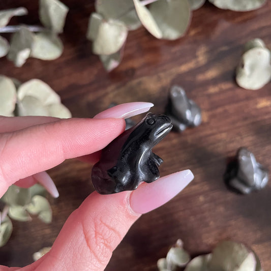 Small Sitting Frog - Silver Sheen Obsidian