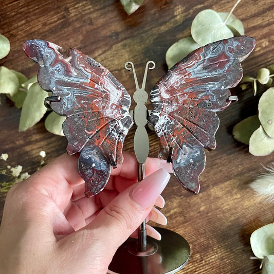 Butterfly on Stand - Autumn Moss Agate