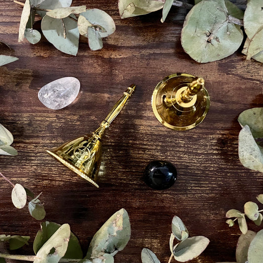 Mini Altar Bell - Gold Pentacle
