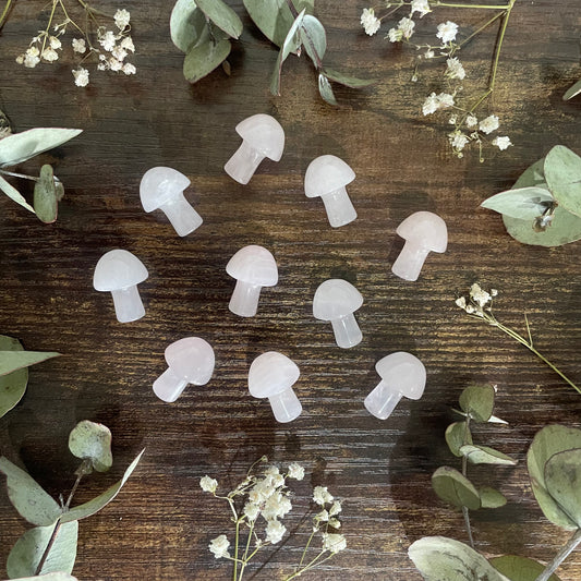 CLEARANCE - Miniature Fairy Mushroom - Rose Quartz