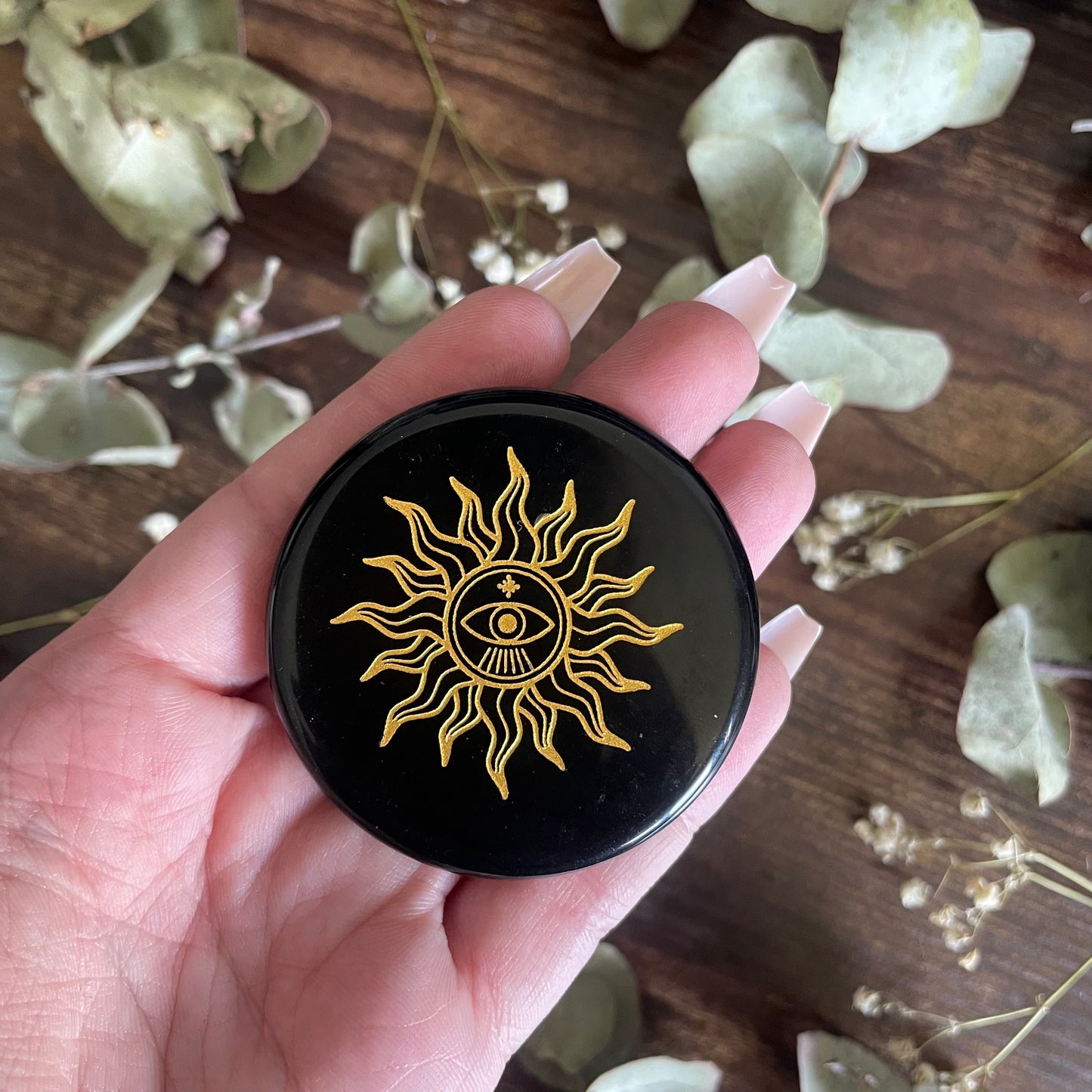 Altar Tile / Energy Disk - Black Obsidian