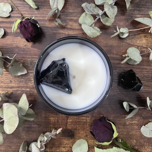 Crystal Candle - Black Obsidian