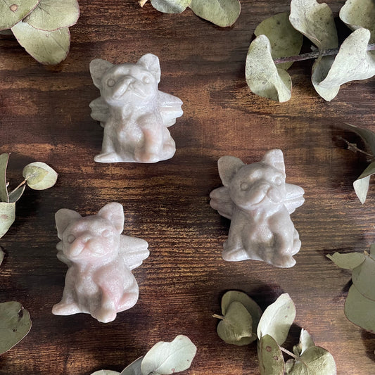 French Bulldog Guardian Angel - Raw Pink Opal