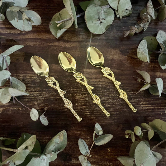 Spell Work Spoon - Gold Flower Stem