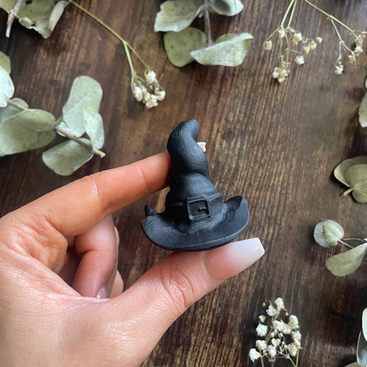 Witches Hat - Raw Black Obsidian